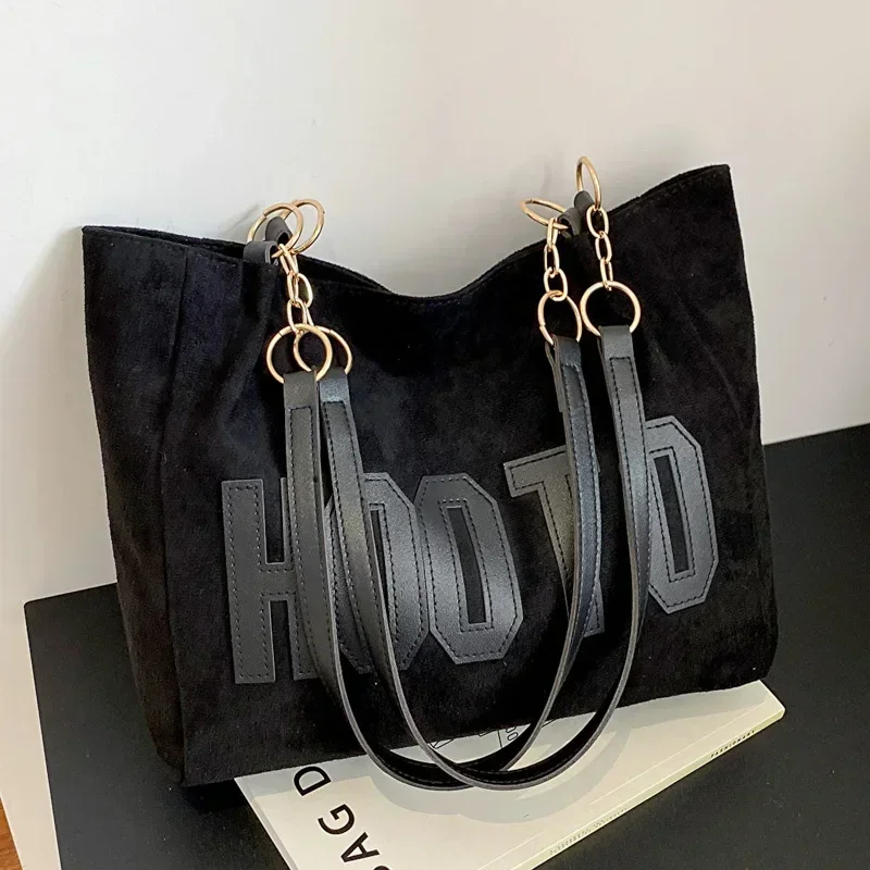 Women Hand Bags For Office - Solid Color Shoulder Bag, Trendy Letters
