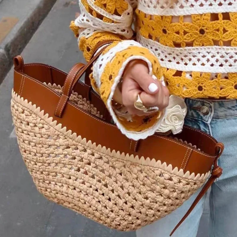 Luxury Raffia Straw Tote Bag,F - Women Bags On Sale ulasan dan harga